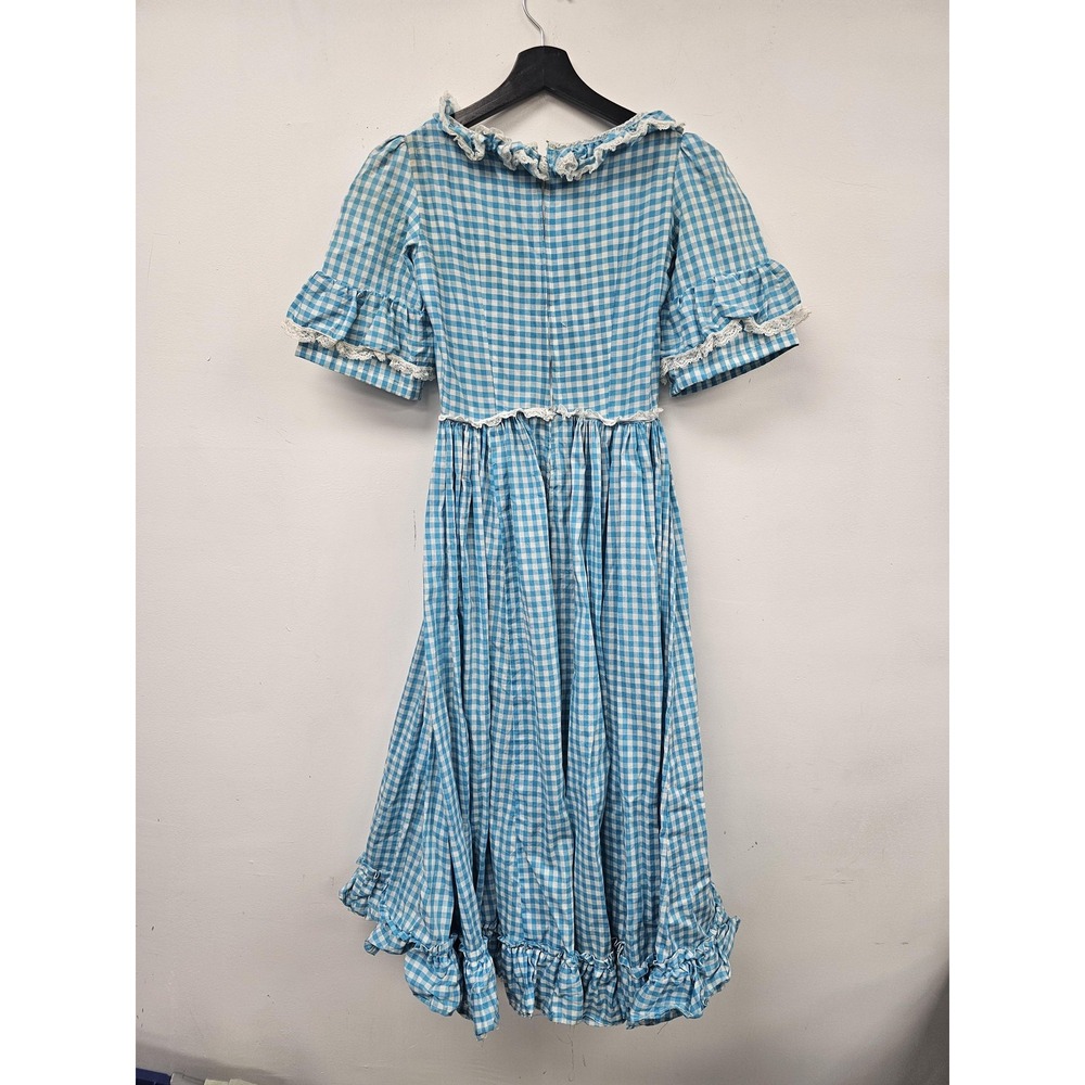 Vintage Cottagecore Gingham Blue Dress 60s / 70s Dorotyh Wizard of‎ Oz Style - Picture 2 of 13